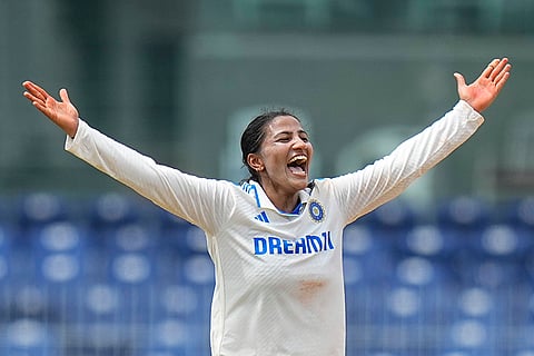 Sneh Rana celebrates a wicket